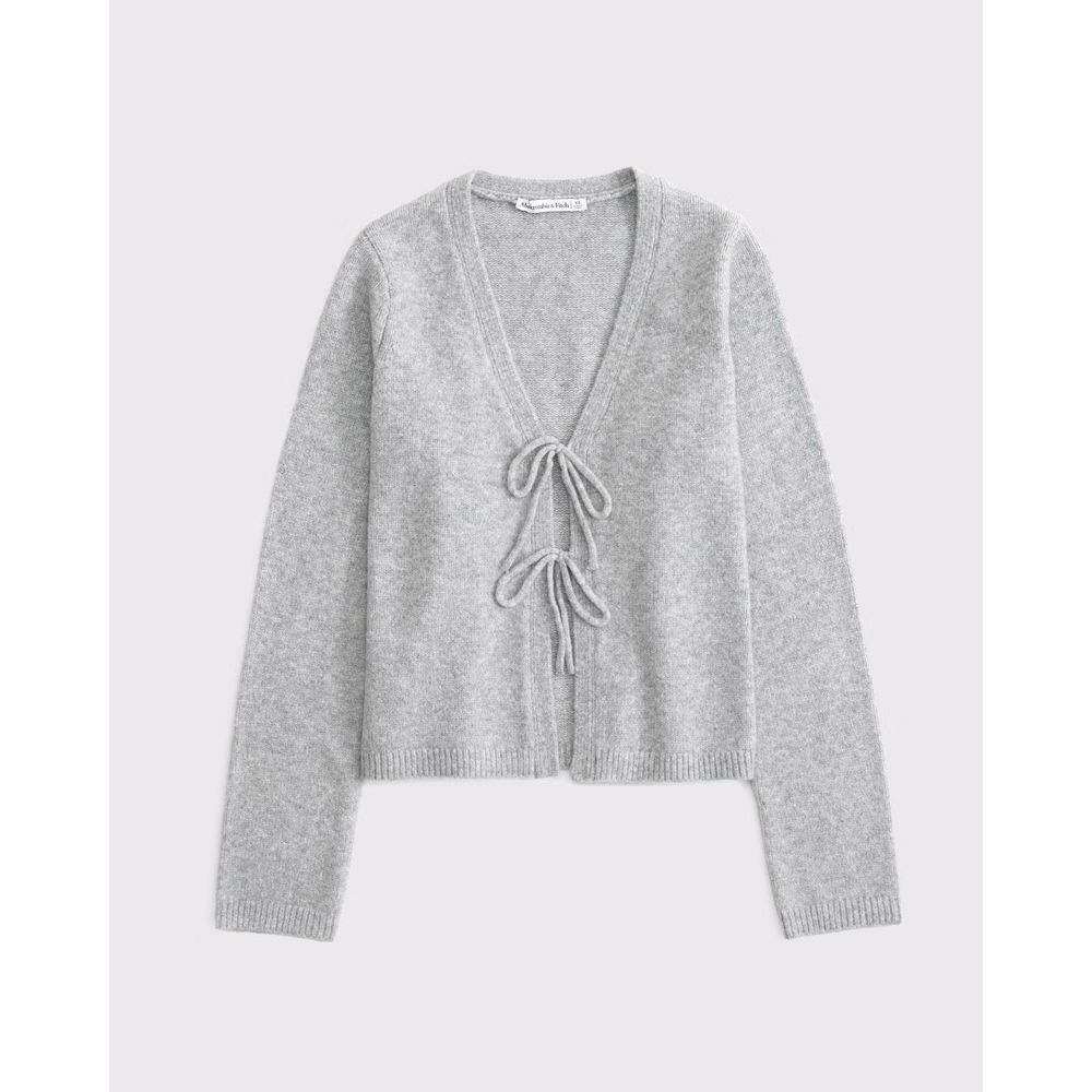 Abercrombie & Fitch Light Gray Tie-Front Cardigan Sweater